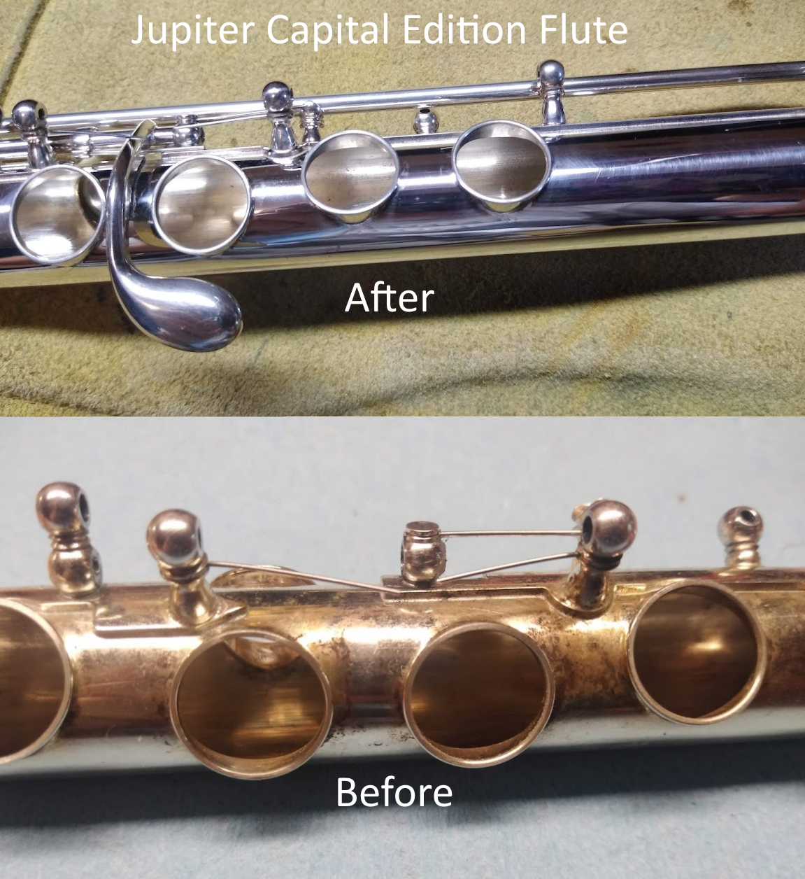 Jupiter Capital Edition Flute - before and after cleaning and tonehole work